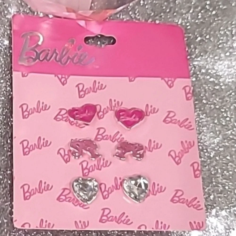 Barbie Logo Heart & Barbie Head 3-PK Earrings